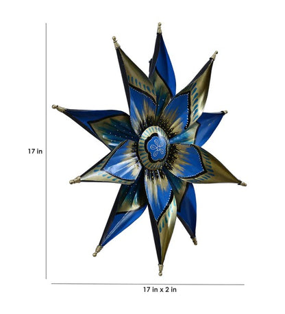 Wall Art Iron Decorative Flower Wall Art In Blue