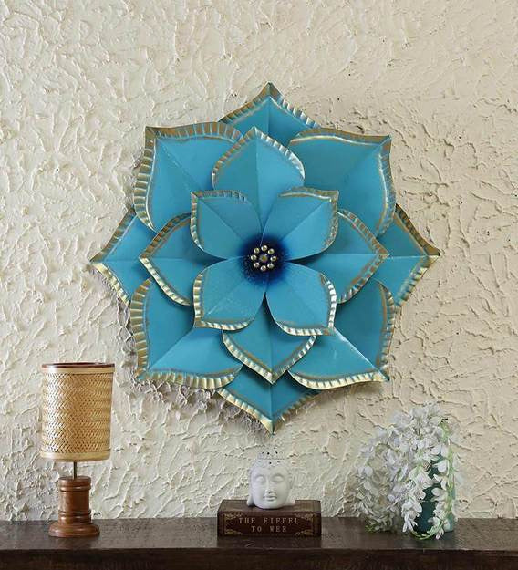 Wall Art: Iron Decorative Flower Wall Art In Gold