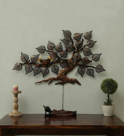 Wall Art: Iron Decorative Tree Wall Art With LED In Brown