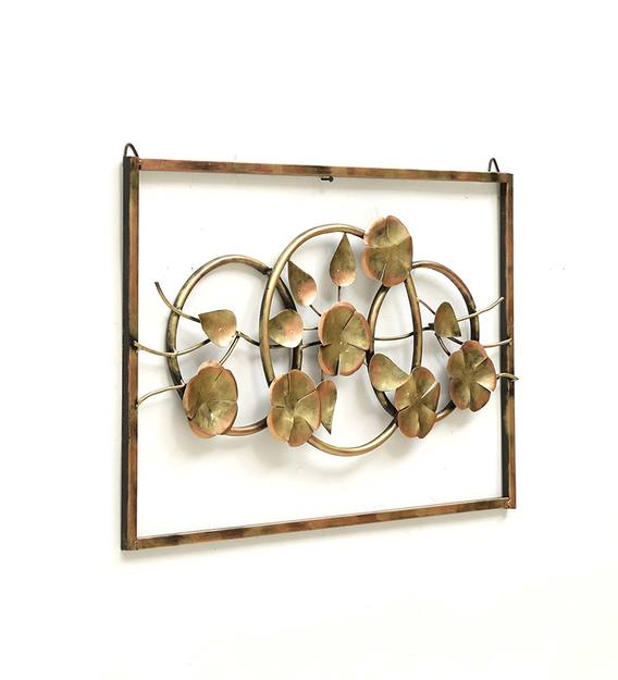 Wall Art: Iron Framed Leaf Wall Art In Copper