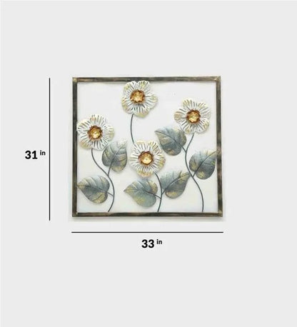 Wall Art : Iron Framed Leaf Wall Art In Gold