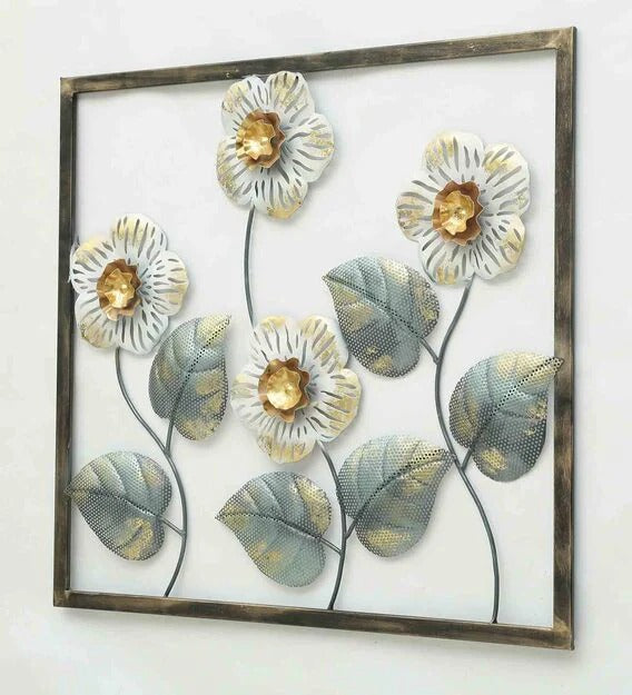 Wall Art : Iron Framed Leaf Wall Art In Gold