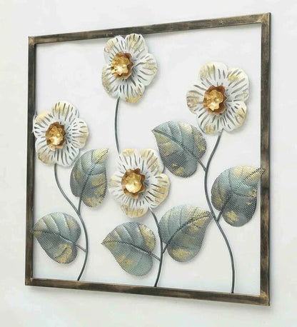 Wall Art : Iron Framed Leaf Wall Art In Gold