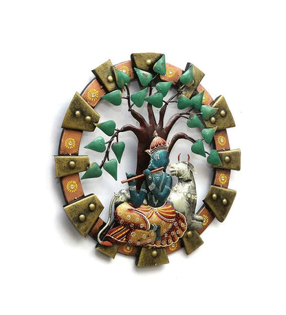 Wall Art: Iron Lord Krishna Wall Art In Multicolour