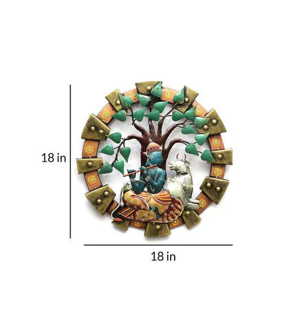 Wall Art: Iron Lord Krishna Wall Art In Multicolour