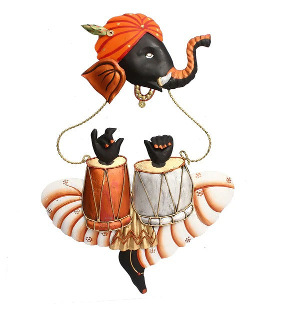 Wall Art Iron Lord Orange Ganesha Wall Art