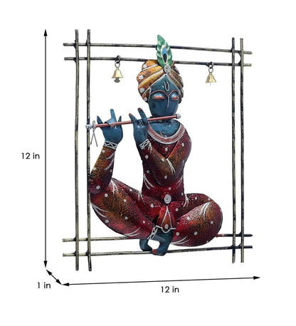 Wall Art: Iron Lord Vishnu Wall Art In Maroon Color