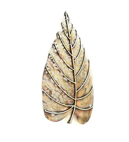 Wall Art: Iron Peepal Leaf Wall Art With LED In Copper