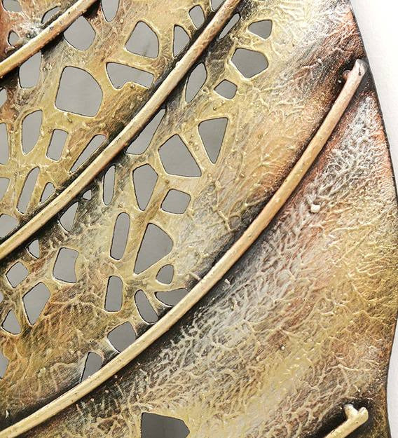 Wall Art: Iron Peepal Leaf Wall Art With LED In Copper
