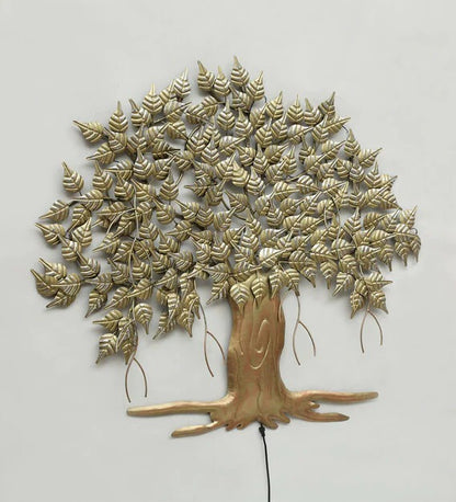 Wall Art : Iron Piple Tree Wall Art With LED In Gold