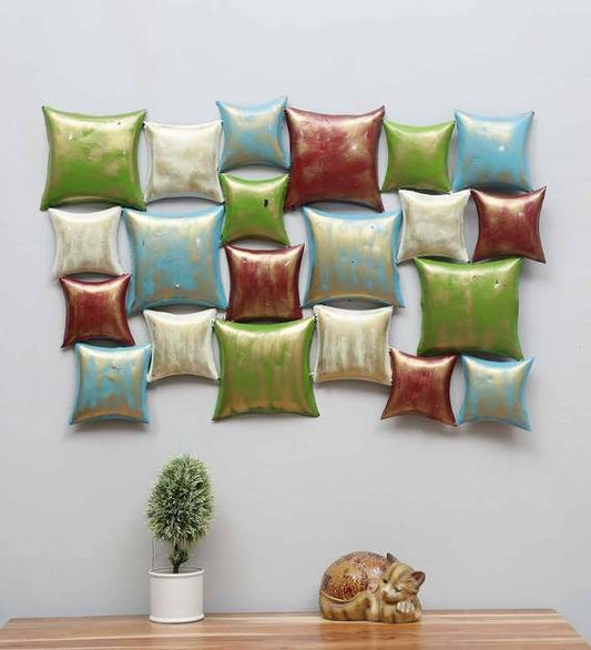 Wall Art : Iron Square Block Wall Art In Multicolour