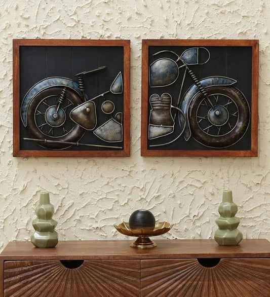 Wall Art : Wrought Iron Bike Wall Art In Brown