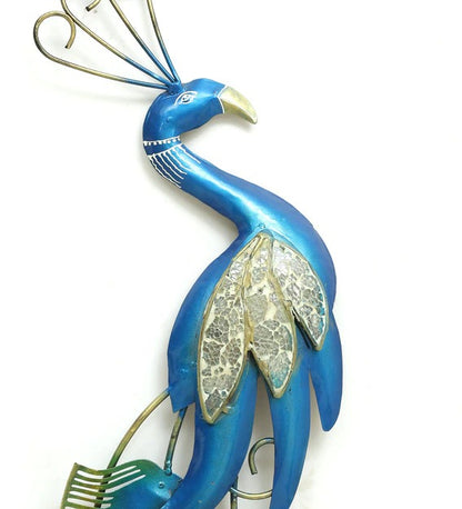 Wall Art : Wrought Iron Peocock Wall Art With LED In Blue