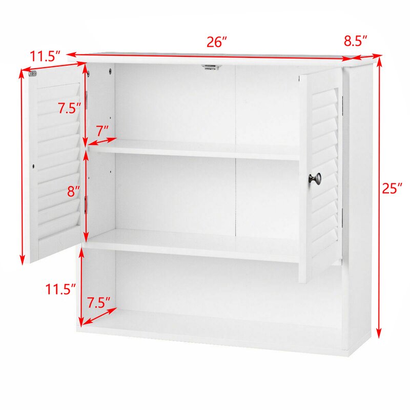 Wall Cabinets: 26'' W x 25'' H x 8.5'' D  Wall Mounted Cabinet