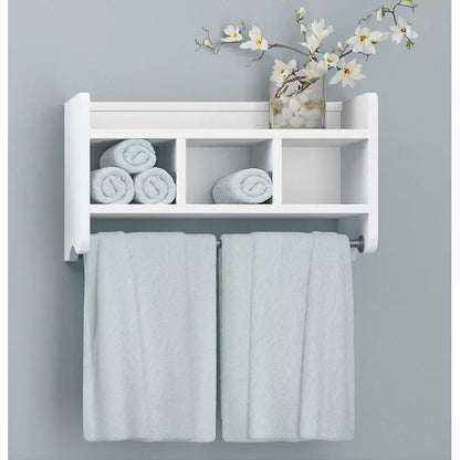 Wall Cabinets: 2 Piece Shelf with Towel Bar Bathroom Cabinet