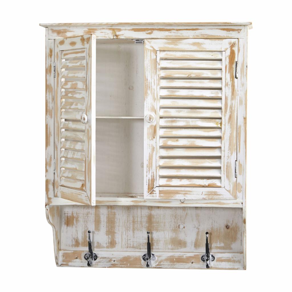 Wall Cabinets: Natural 2 Door Wall Cabinet with Hooks