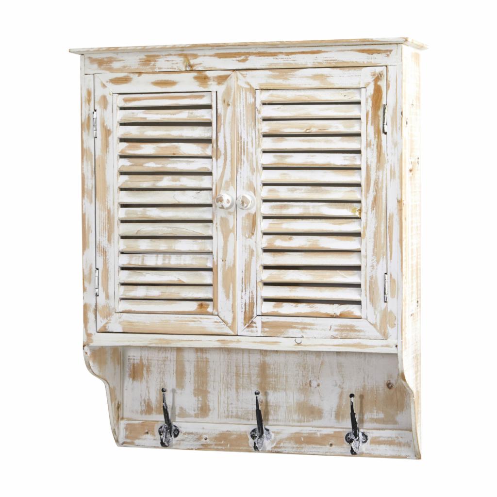 Wall Cabinets: Natural 2 Door Wall Cabinet with Hooks