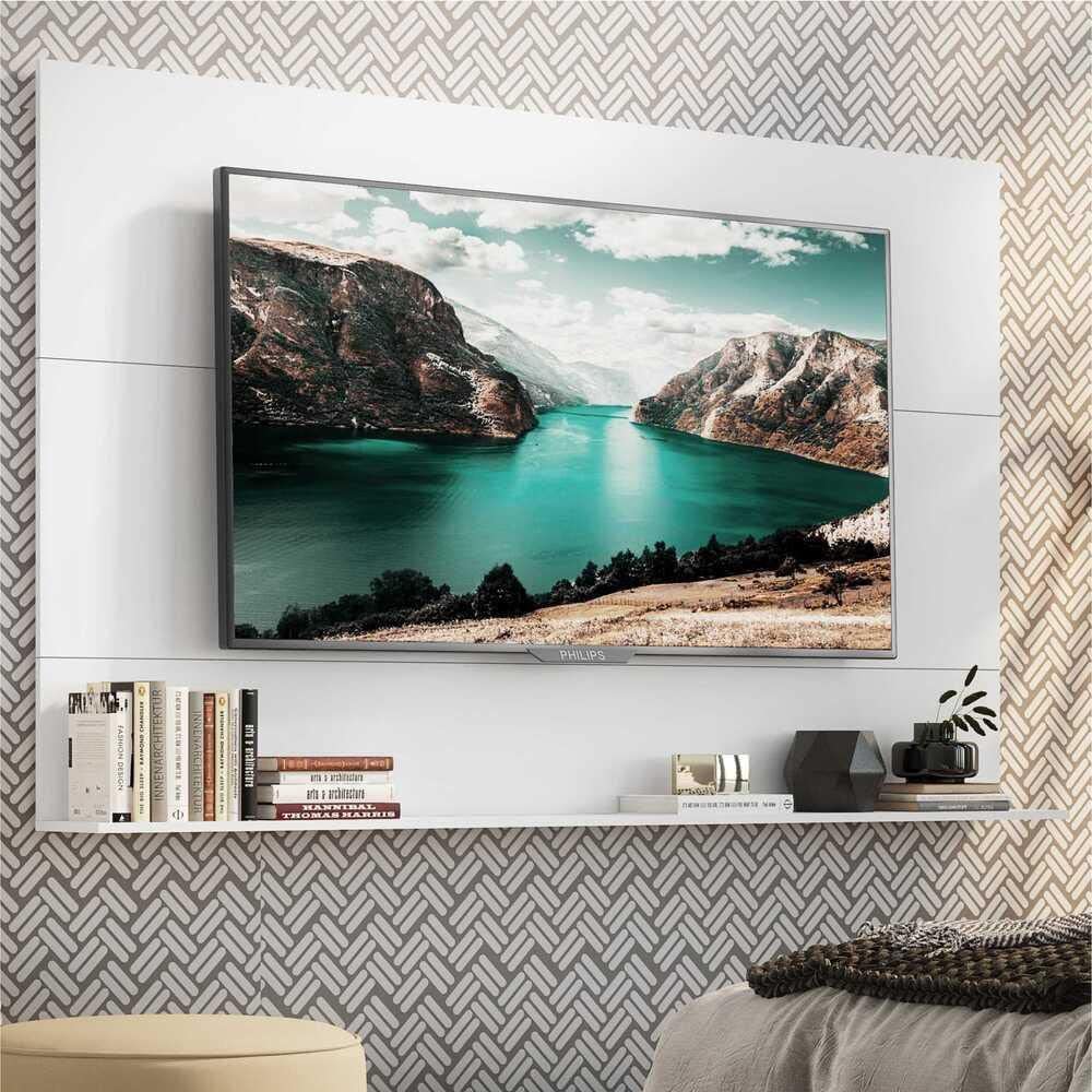 Wall Mount TV Unit: Wall Mounted Wooden TV Unit(White)