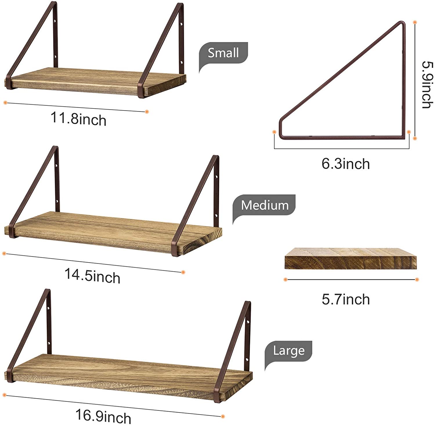 Wall Shelves: 3 Wall Storage Shelves for Living Room, Bedroom, Kitchen