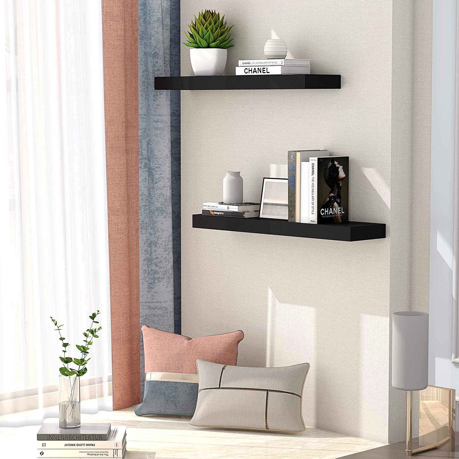Wall Shelves: Bathroom Kitchen Living ,Kitchen,Room Bedroom Storage,Black
