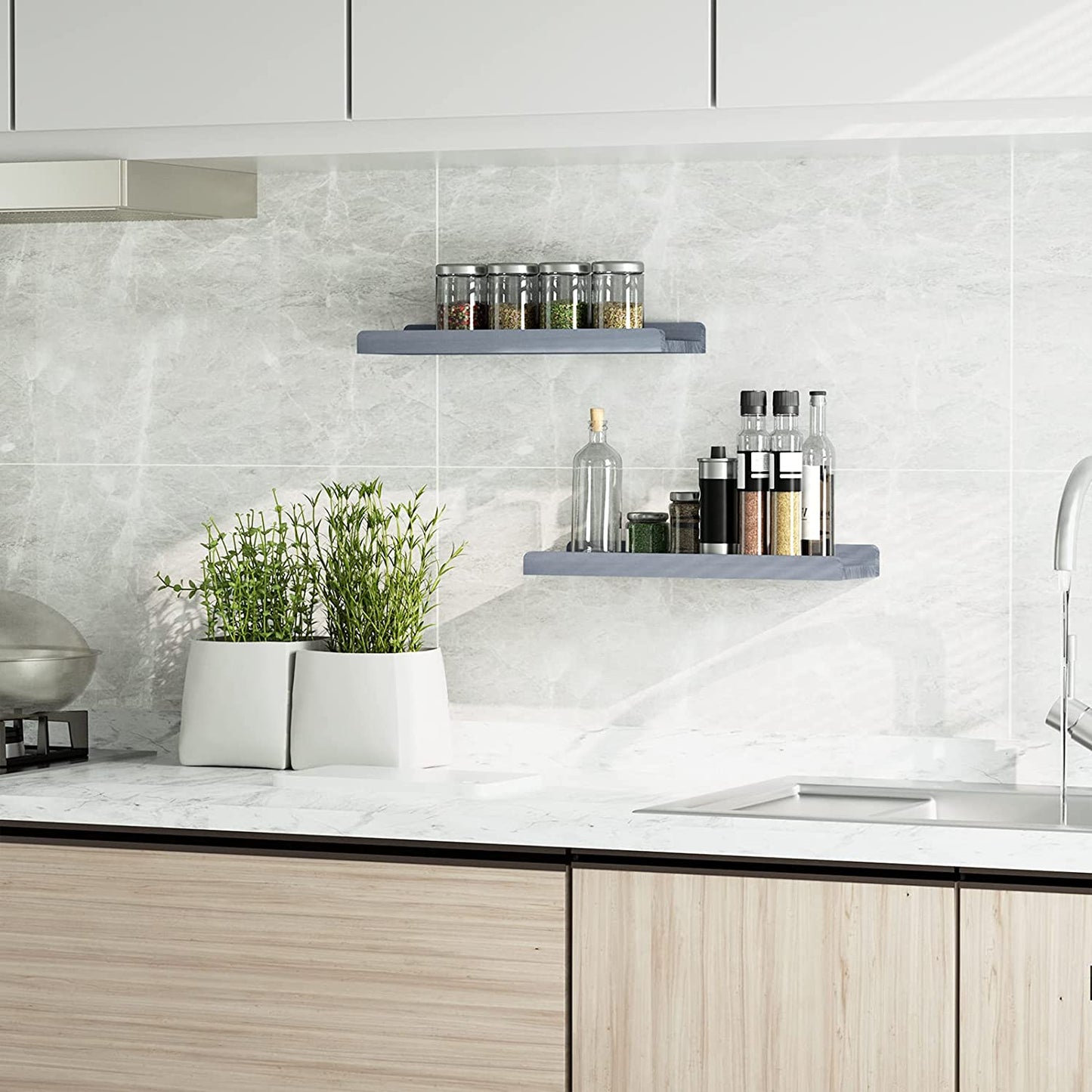 Wall Shelves Bedroom Living Room Bathroom Kitchen Office and More Weathered Grey 