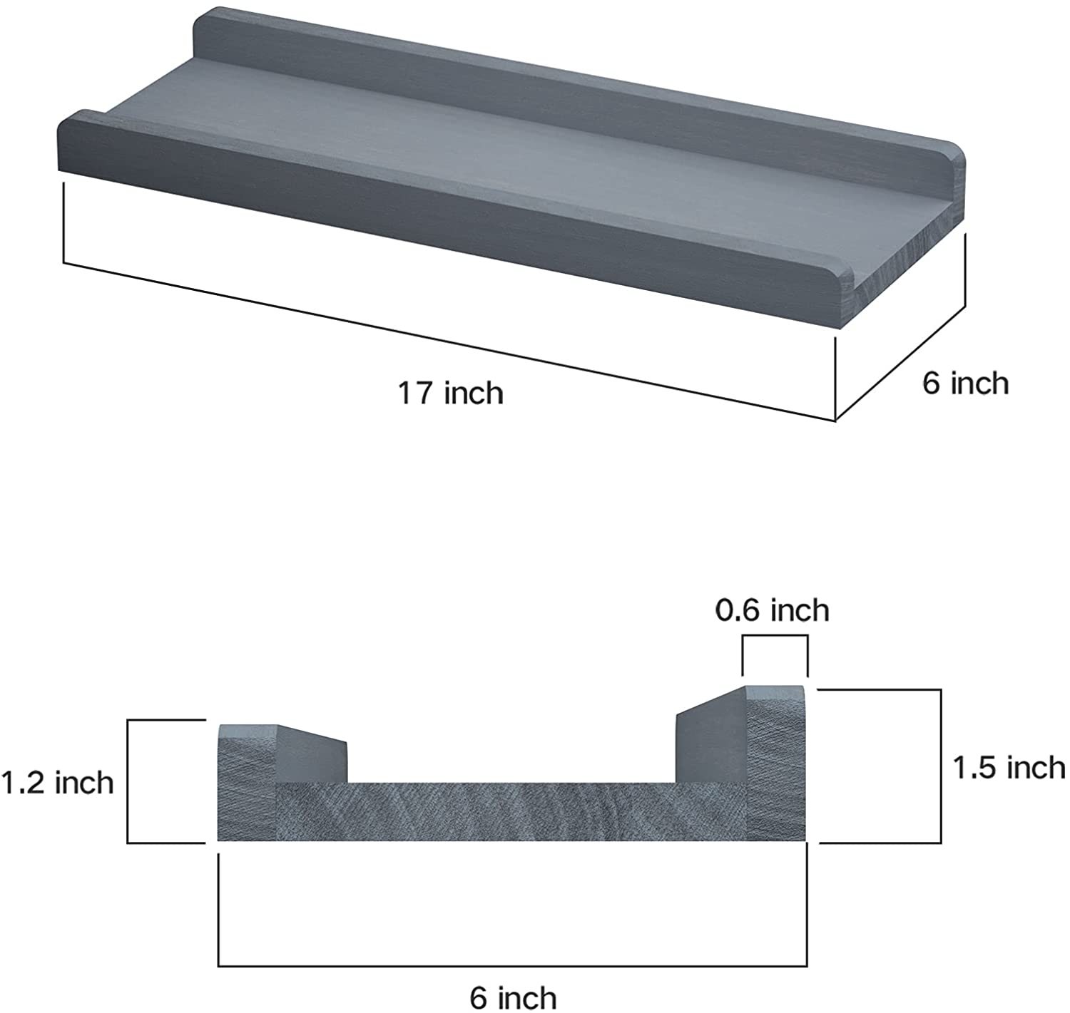 Wall Shelves Bedroom Living Room Bathroom Kitchen Office and More Weathered Grey 