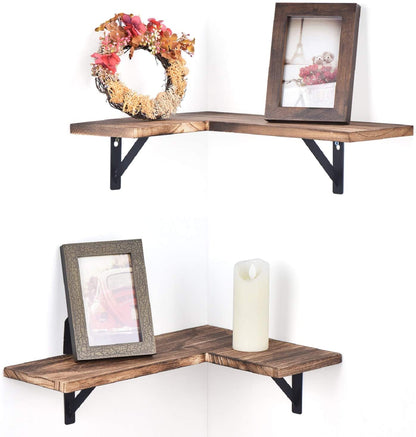 Wall Shelves Bedroom Living Room Bathroom Kitchen Set of 2 Carbonized Black 