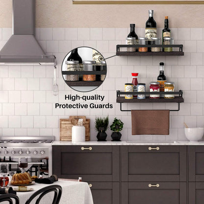 Wall Shelves Decorative Storage Shelf with Removable Towel Holder Dark Brown