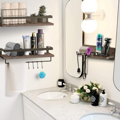 Wall Shelves: Holder for Bathroom, Kitchen & Bedroom - Set of 3 Shelves