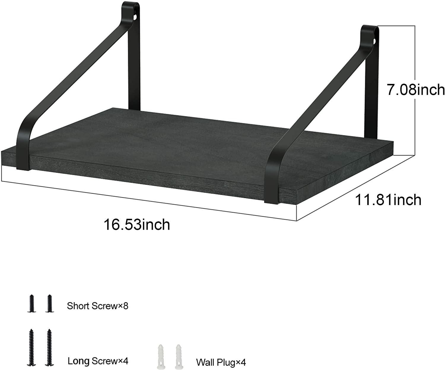 Wall Shelves: Kitchen Living Room Bathroom Bedroom Set of 2 Black
