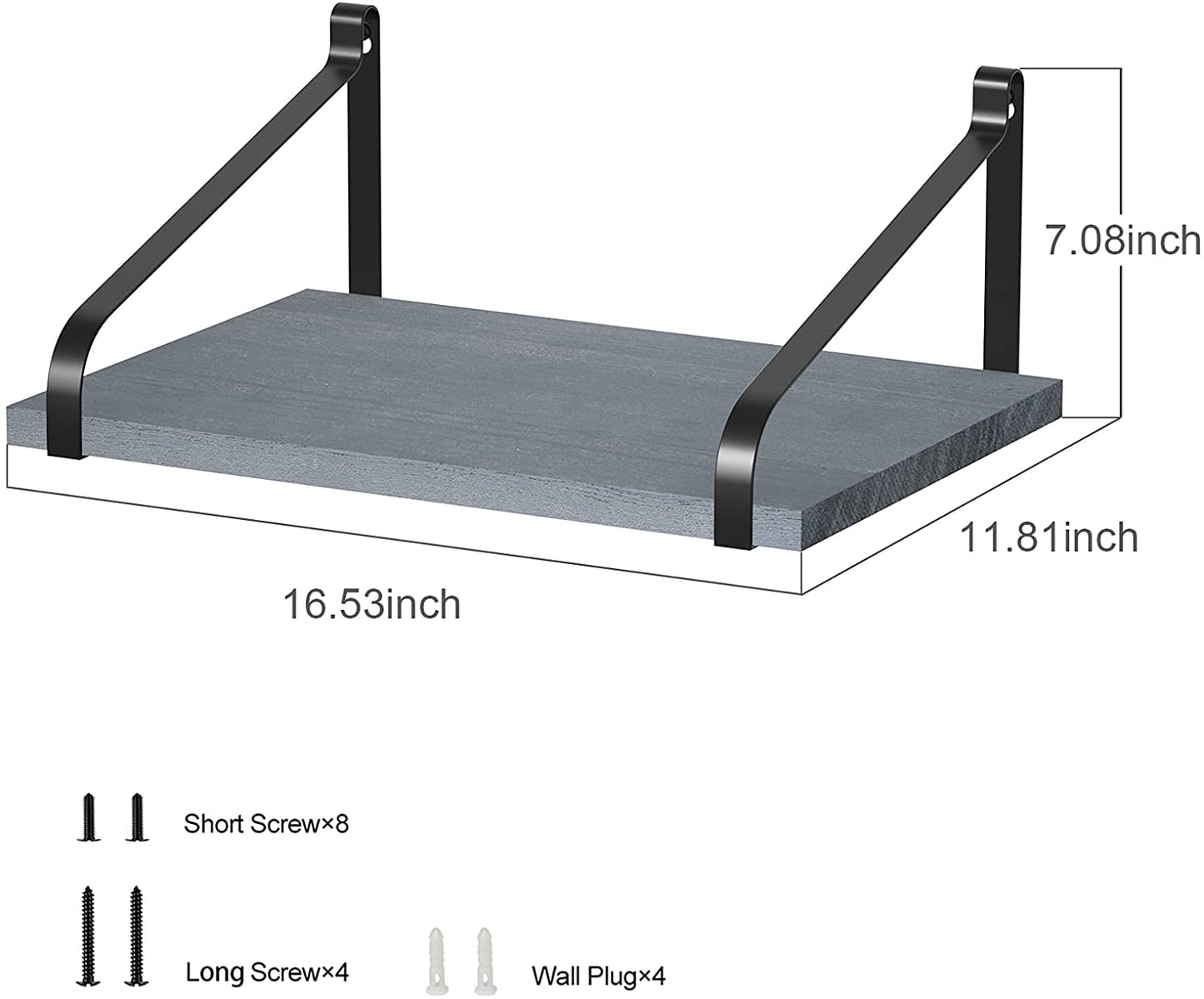 Wall Shelves: Kitchen Living Room Bathroom Bedroom Set of 2 Black