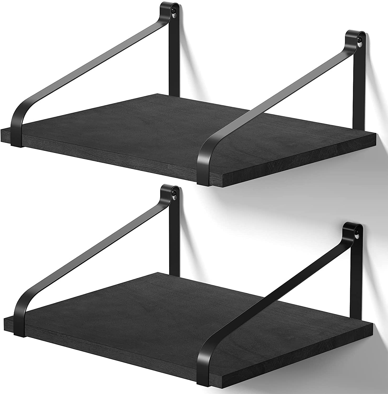 Wall Shelves: Kitchen Living Room Bathroom Bedroom Set of 2 Black