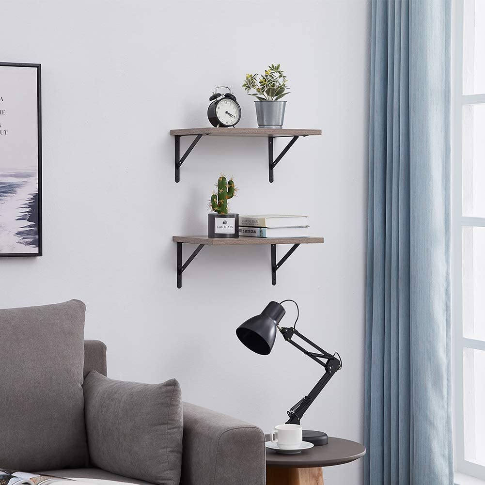 Wall Shelves: Kitchen Living Room Bathroom Bedroom Set of 2 Black