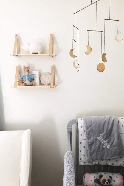 Wall Shelves: Leatherette Strap Swing Organizer, Set of 2