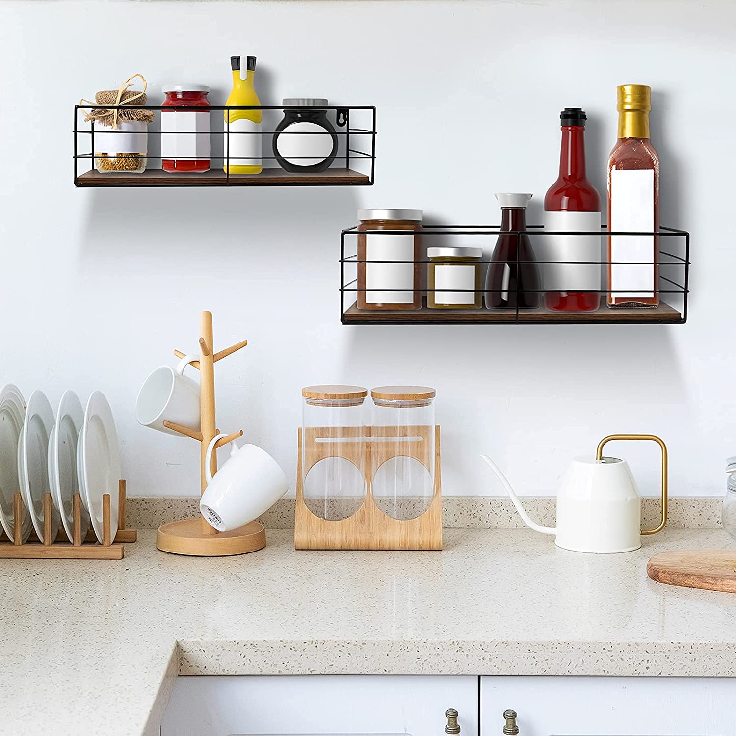 Wall Shelves Mounted Set of 2, Hanging Storage Shelves