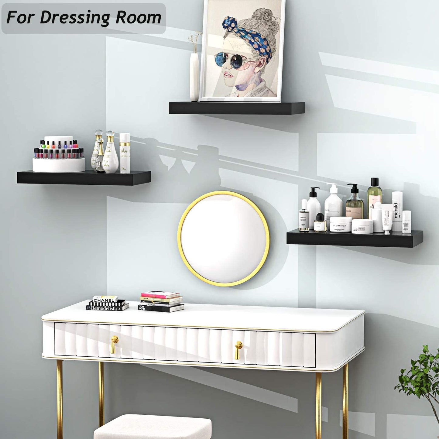 Wall Shelves Perfect for Bedroom, Bathroom, Living Room and Kitchen Decoration, Black