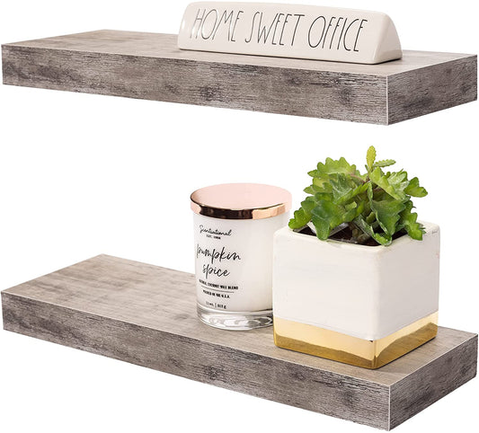 Wall Shelves: Perfect for Home Decor, Trophy Display, Photo Frames, and More (2-Pack, Grey)