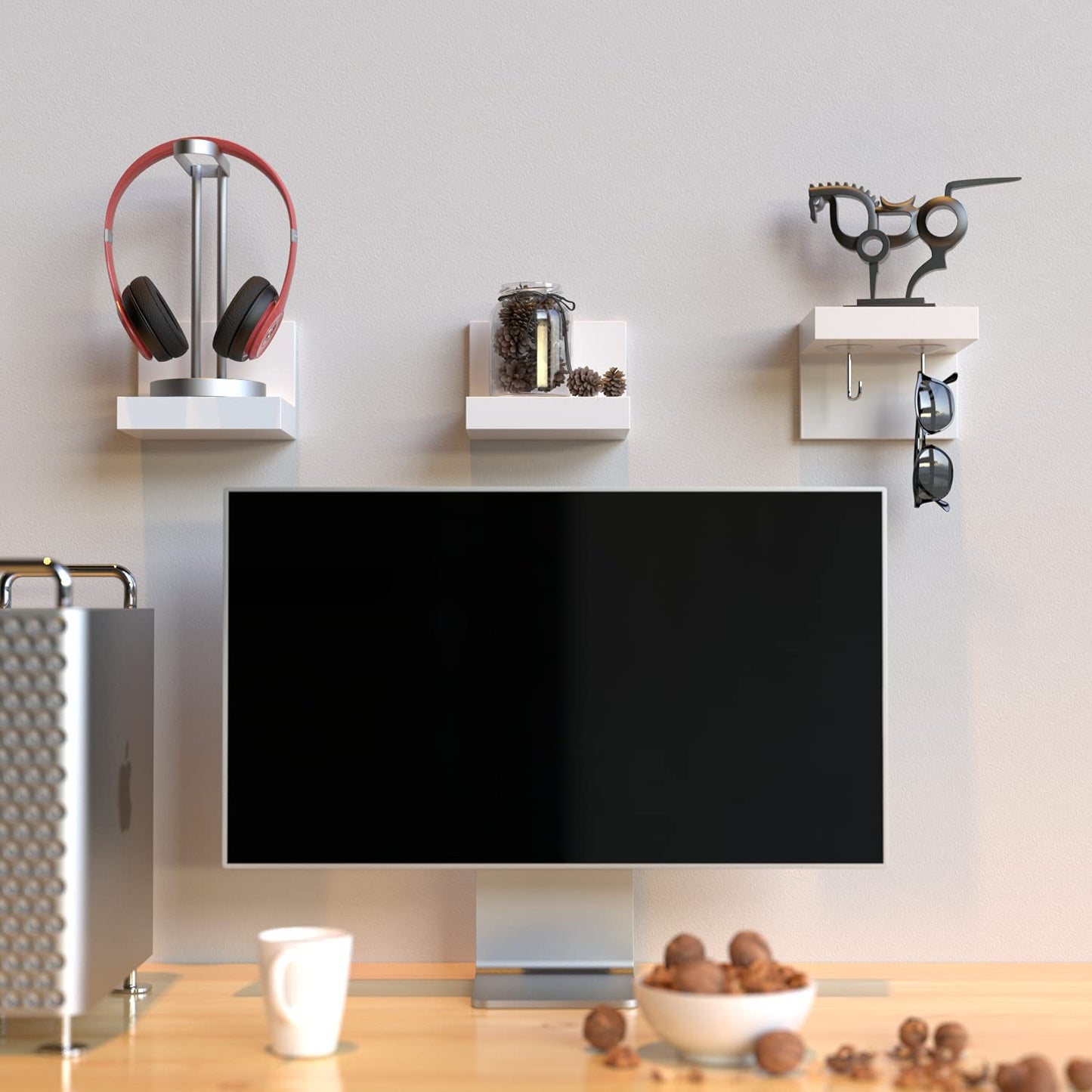 Wall Shelves Plastic Display Ledges for Small Decor, Mini Wall Shelf