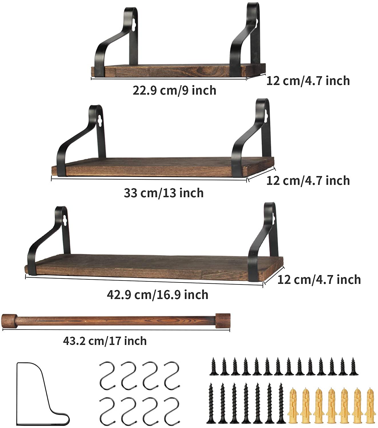 Wall Shelves: Rustic Wood Wall Shelves for Kitchen, Bedroom, Living Room