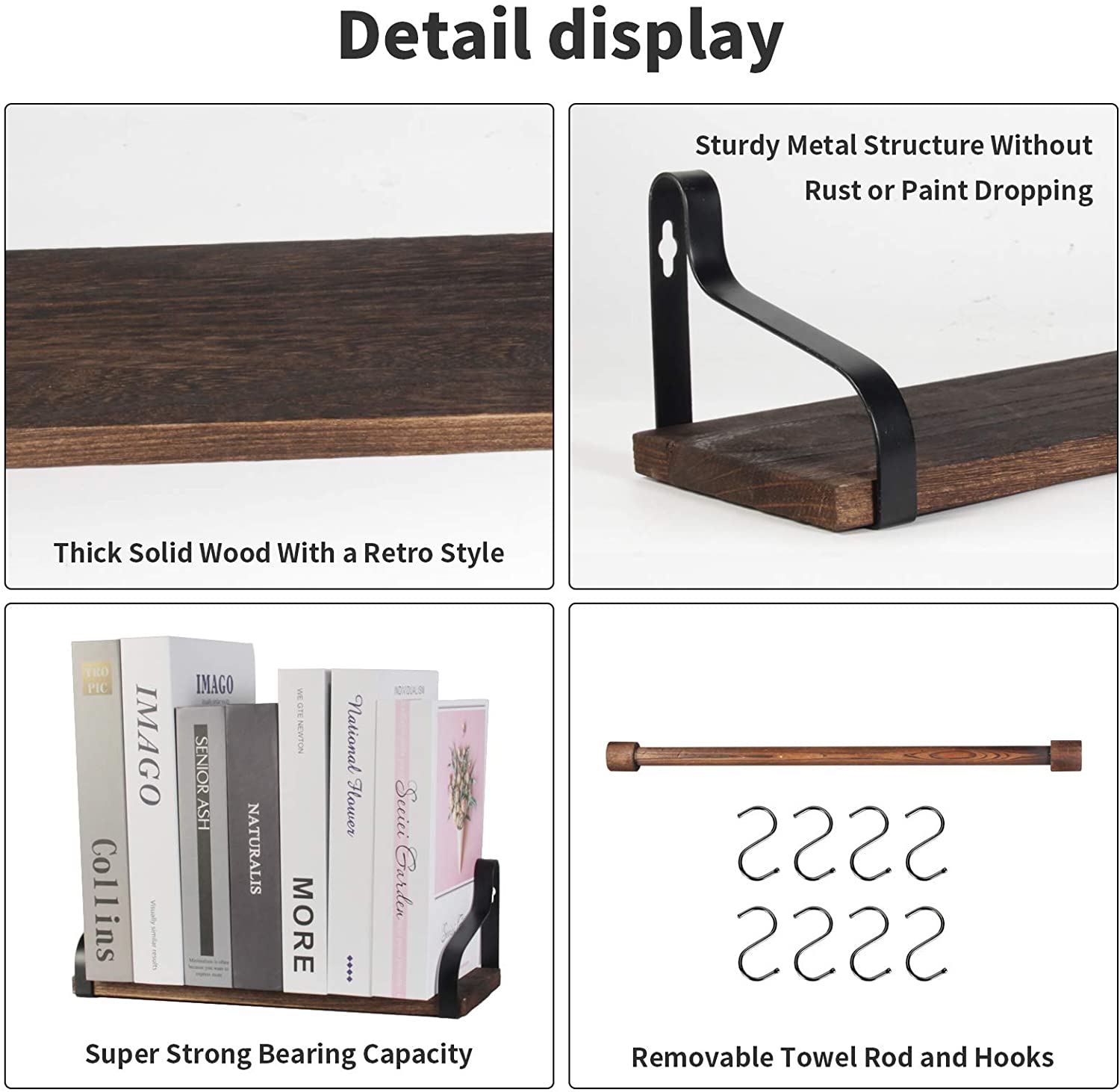 Wall Shelves: Rustic Wood Wall Shelves for Kitchen, Bedroom, Living Room