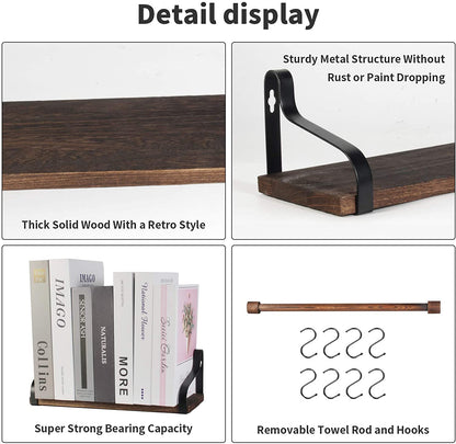 Wall Shelves: Rustic Wood Wall Shelves for Kitchen, Bedroom, Living Room