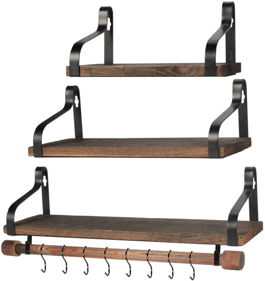 Wall Shelves: Rustic Wood Wall Shelves for Kitchen, Bedroom, Living Room