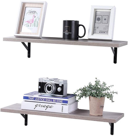 Wall Shelves Set of 2 Black Rustic Arrow Design Wood Storage