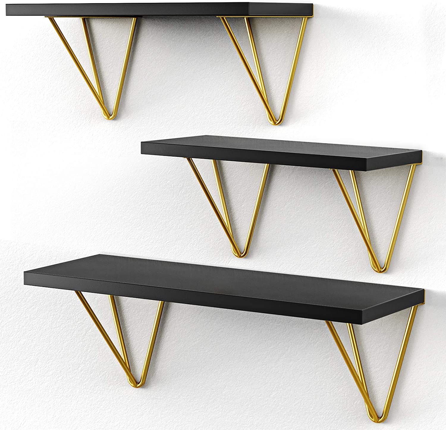 Wall Shelves Set of 3 - Wall Mounted Shelf for Living Room, Bedroom, Kitchen 