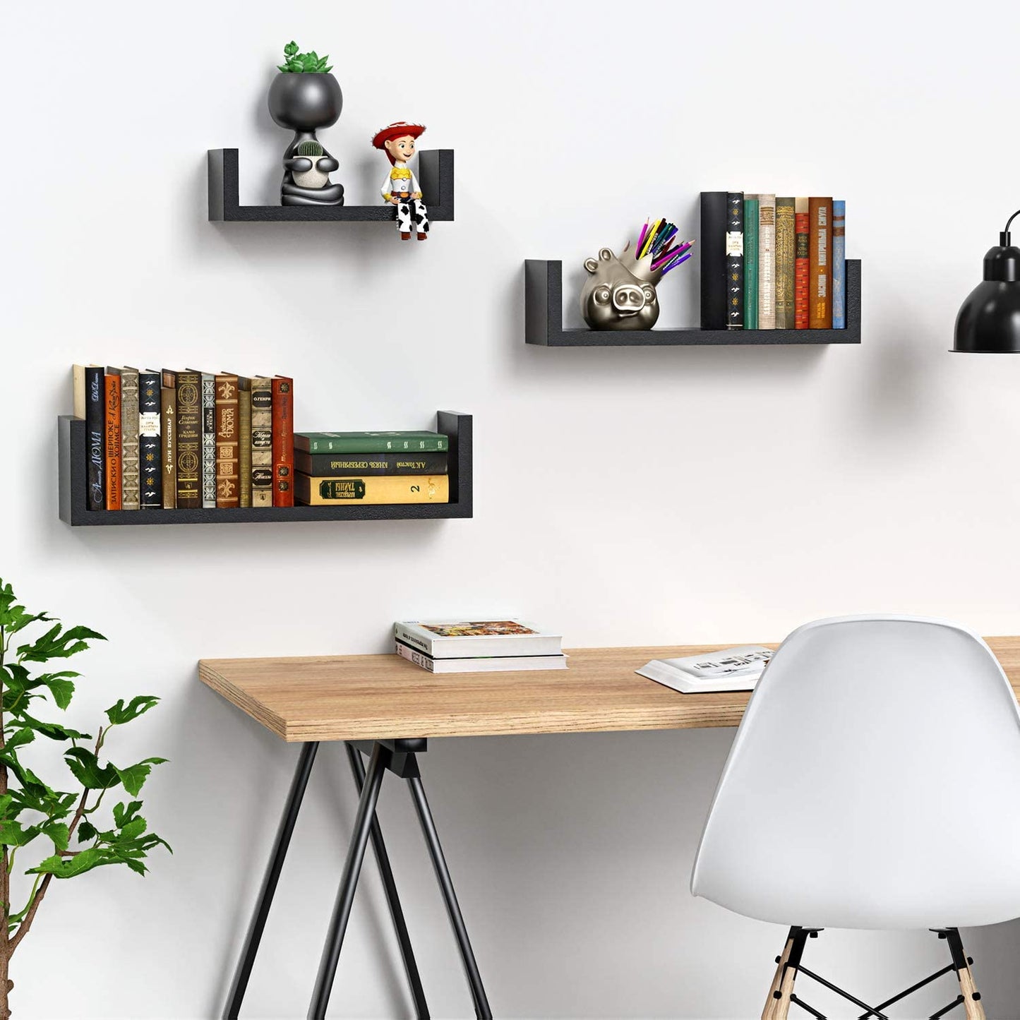 Wall Shelves Storage Shelves for Bathroom, Kitchen and Bedroom - Black 