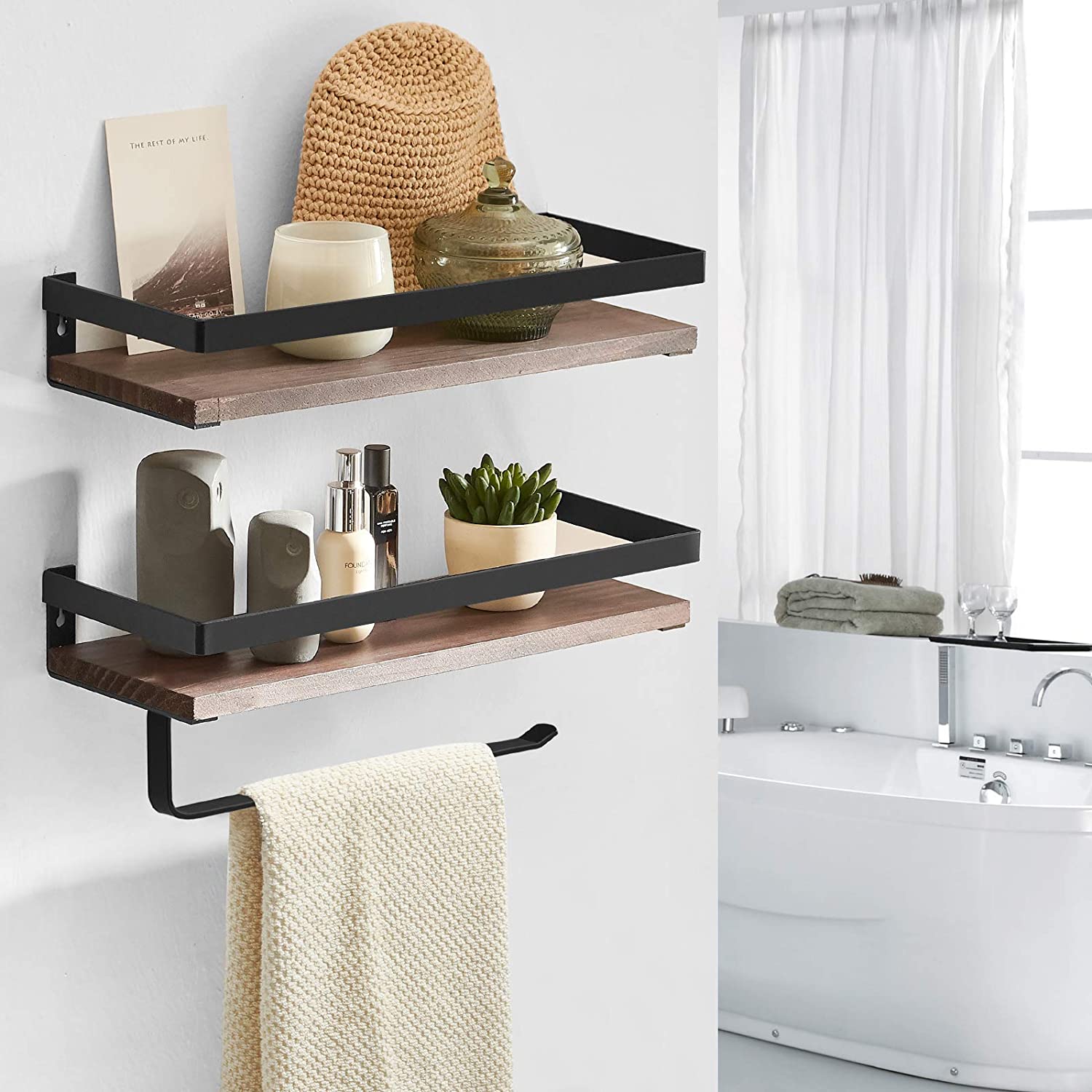 Wall Shelves Towel Rack Rails Bar, Paper Towel Holder