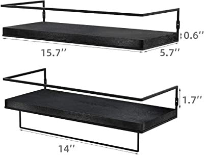 Wall Shelves: Towel Rack for Bathroom, Living Room, Kitchen, Office (Black)