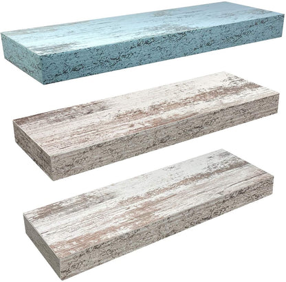  Wall Shelves for Home Décor, Trophy Display, Photo Frames, etc.(Blue White, 3 Pack) 