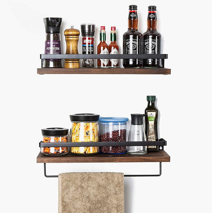 Wall Shelves: for Kitchen, Bathroom,Set of 2 Brown
