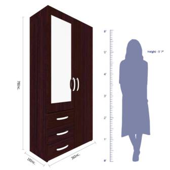 Wardrobe : 2 Door Wardrobe With Mirror